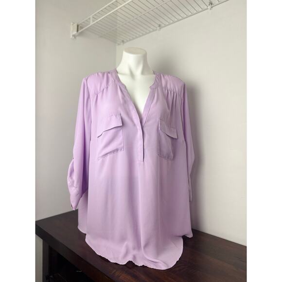Torrid Harper 3/4 Sleeve Blouse Lavender Size 3X (22/24) - Picture 2 of 6